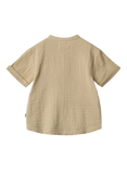 WHEAT Kids' Svend Cotton Short Sleeved Button Shirt, 9441 Soft Sand
