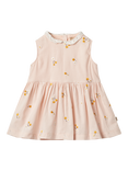 WHEAT Baby Elma Cotton Sleeveless Floral Embroidered Dress, Natural Cream