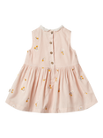 WHEAT Baby Elma Cotton Sleeveless Floral Embroidered Dress, Natural Cream