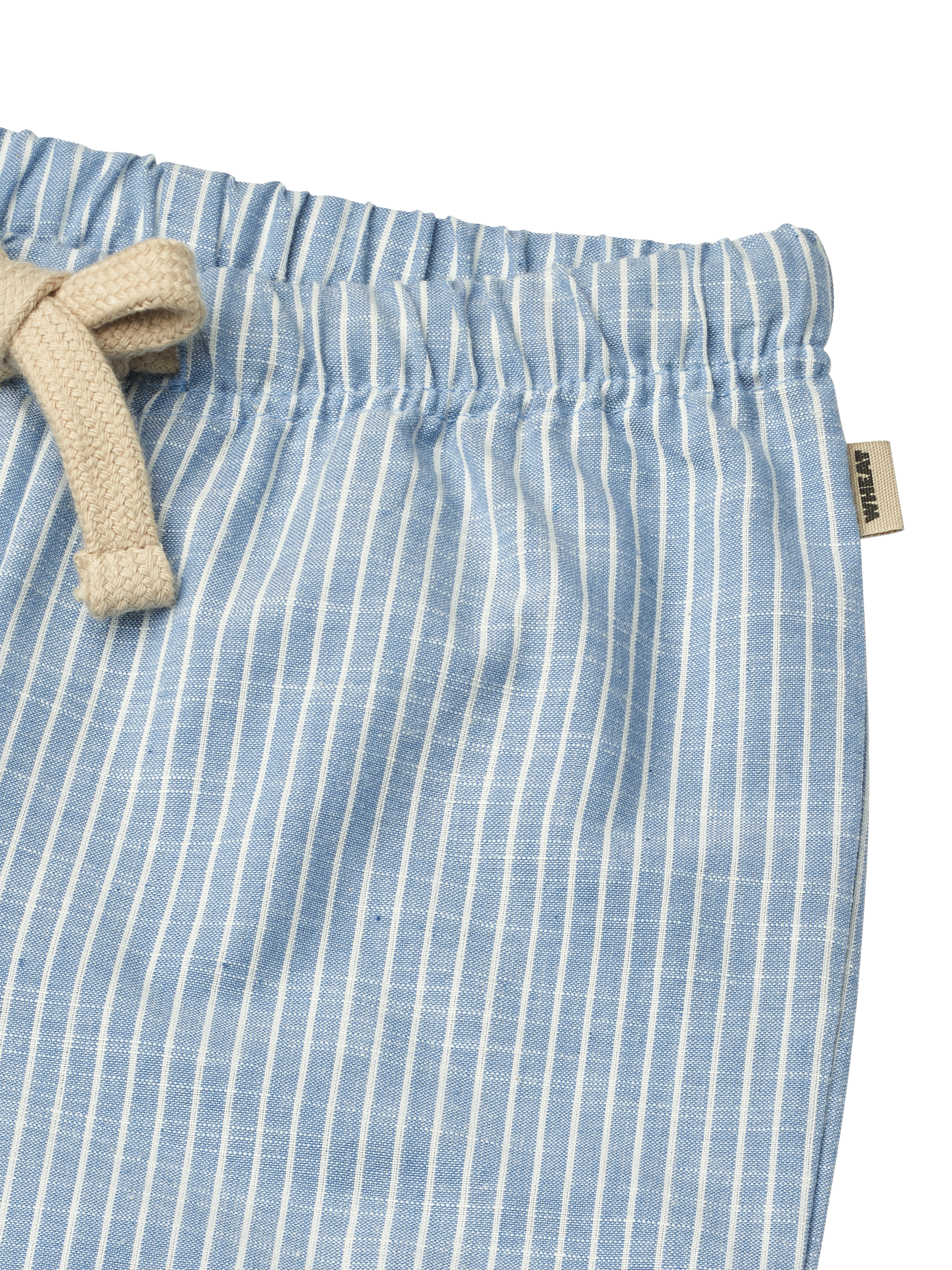 Product image 3 of 3, which shows WHEAT Baby Milton Cotton Striped Drawstring Shorts, 1048 Blue Stripe, 6 months