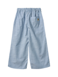 WHEAT Kids' Sasha Cotton Striped Drawstring Trousers, Blue