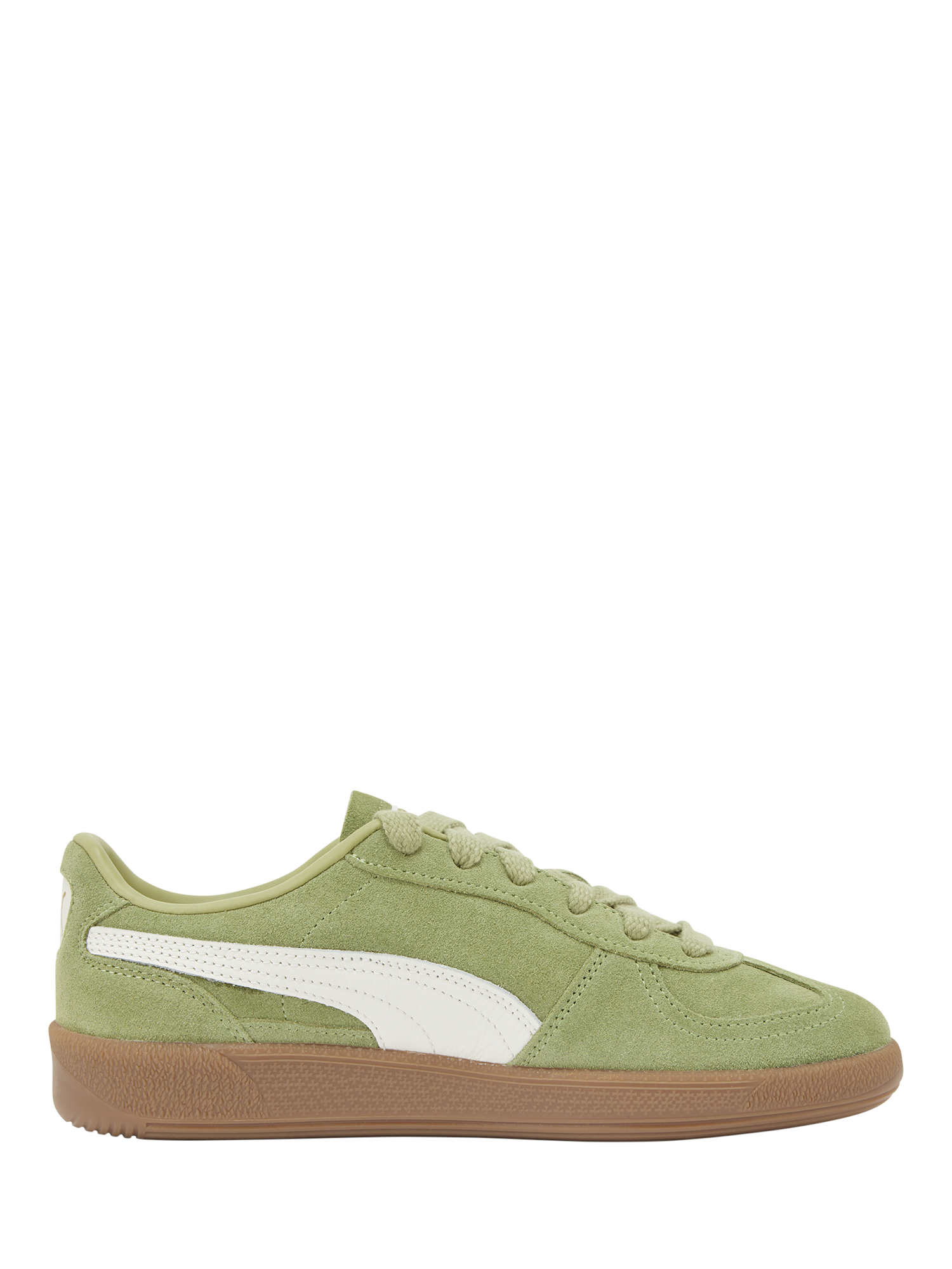 PUMA Palermo Suede Blend Lace Up Trainers, Green/White