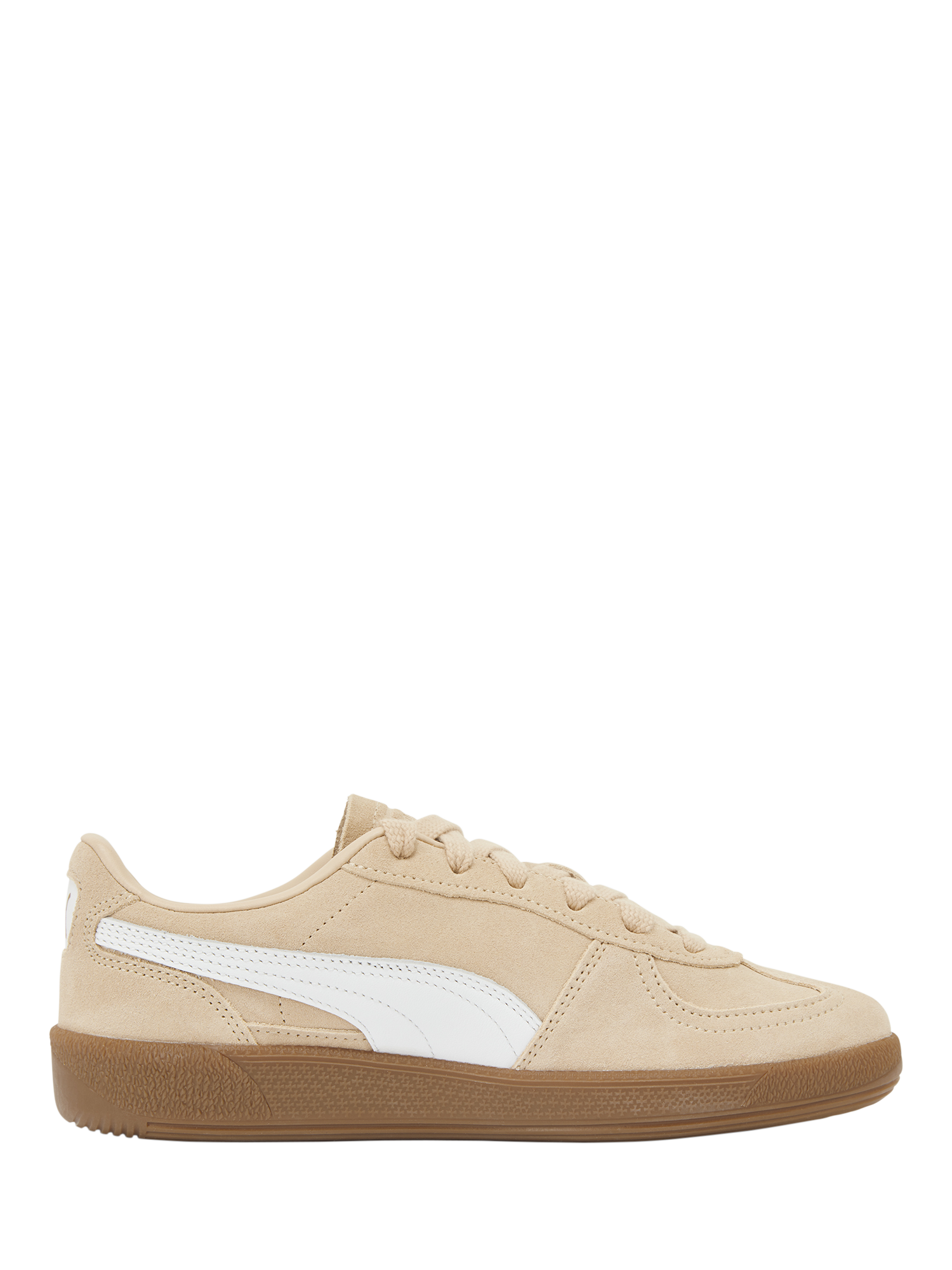 Product image 1 of 6, which shows PUMA Palermo Suede Blend Lace Up Trainers, Sand/White, 4