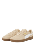 PUMA Palermo Suede Blend Lace Up Trainers, Sand/White