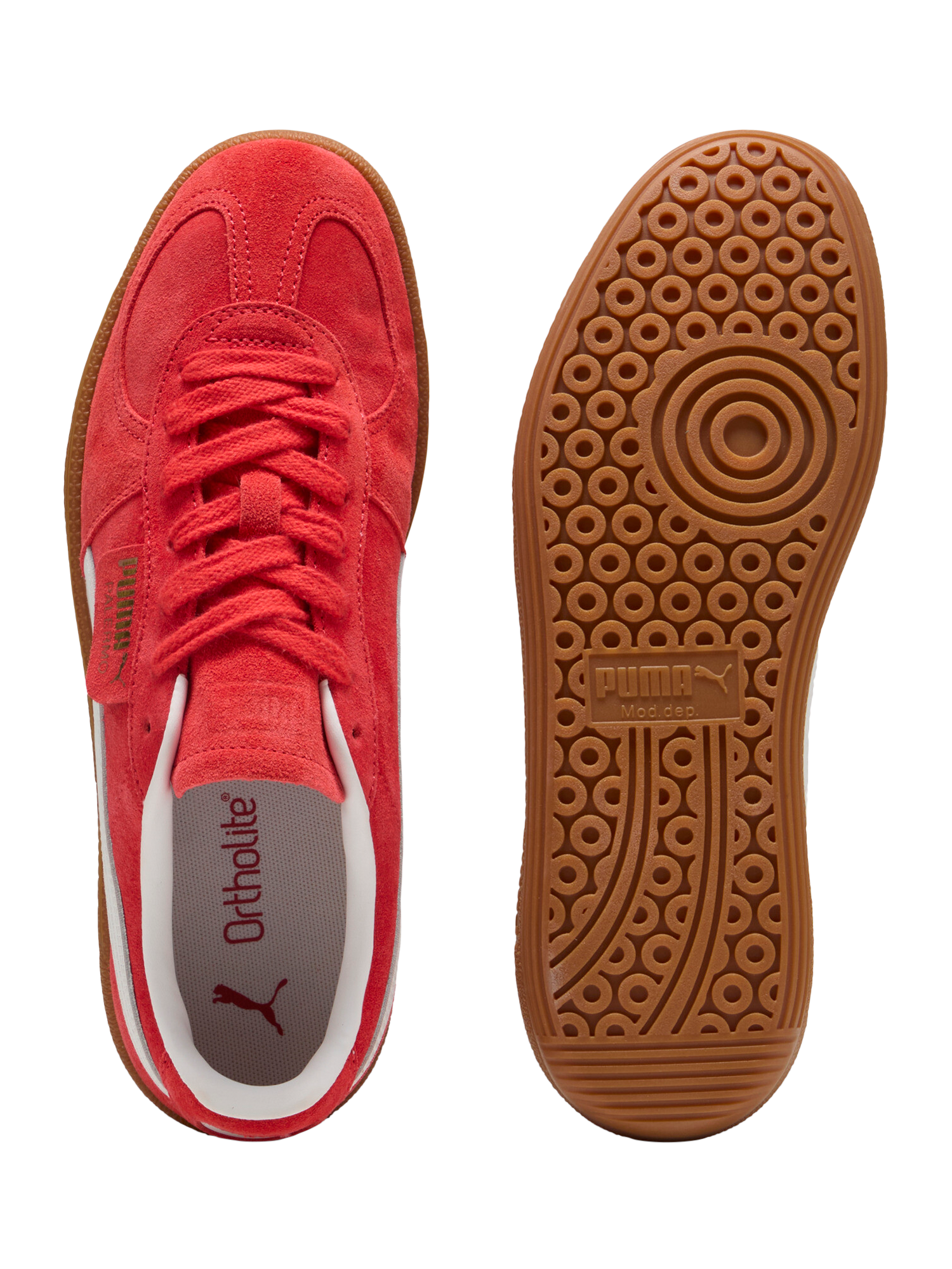 Product image 5 of 6, which shows PUMA Palermo Trainers, Red/White, 4