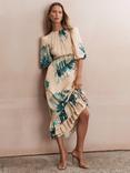 Mint Velvet Neutral Palm Print Midi Dress