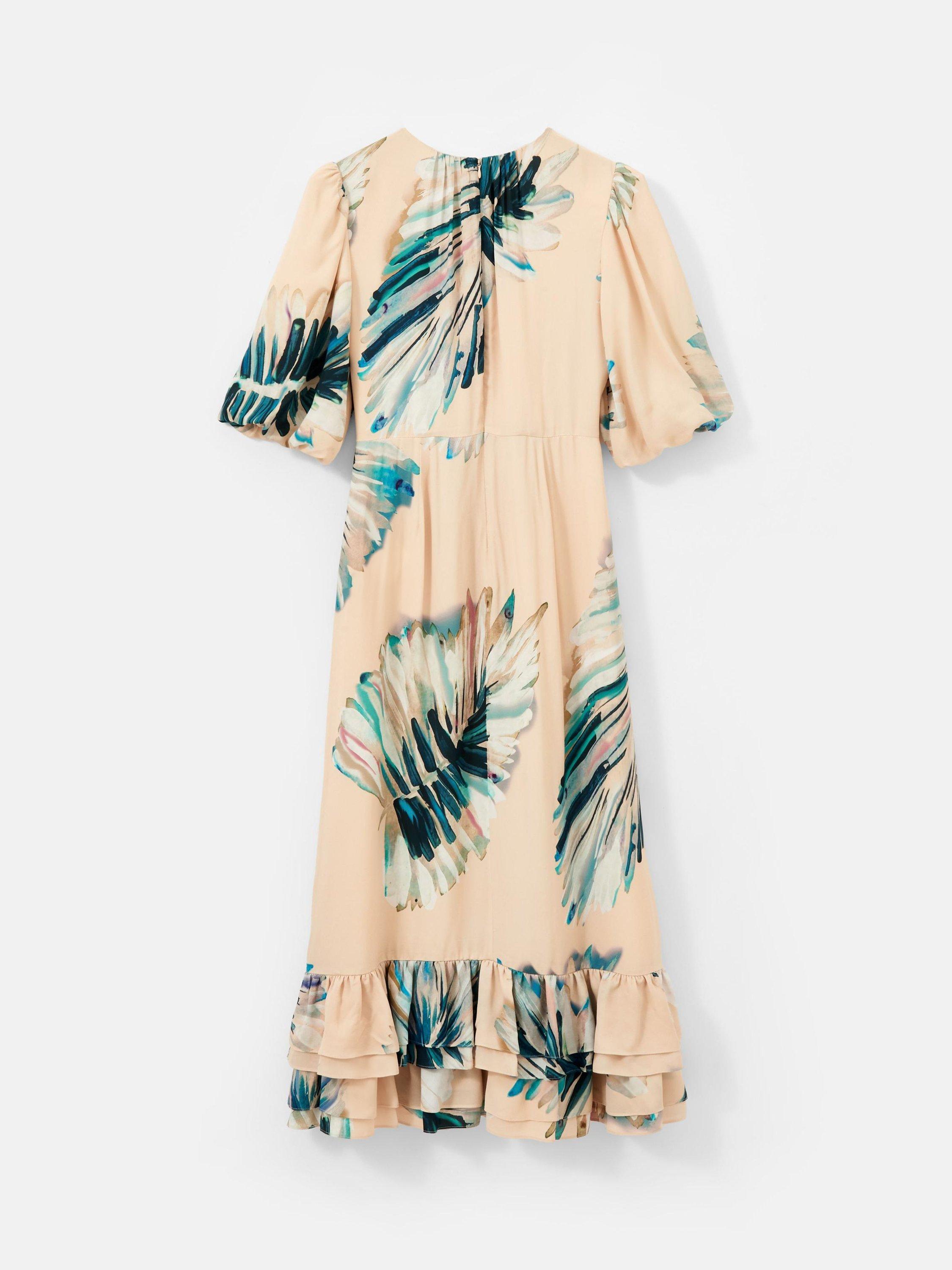Product image 8 of 8, which shows Mint Velvet Neutral Palm Print Midi Dress, Blue/Multi, 6