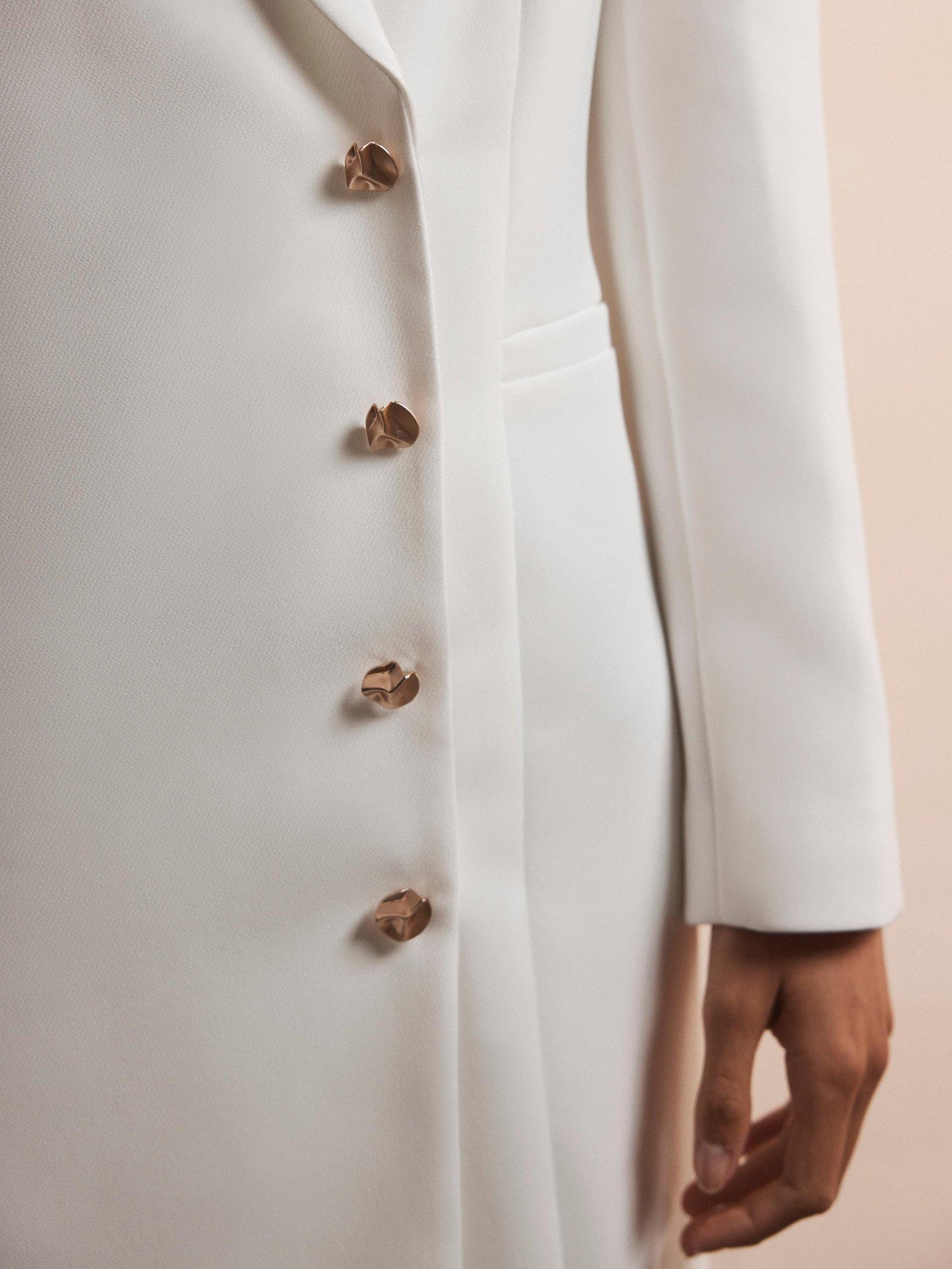 Product image 4 of 8, which shows Mint Velvet Long Sleeve Blazer Mini Dress, White Ivory, 6