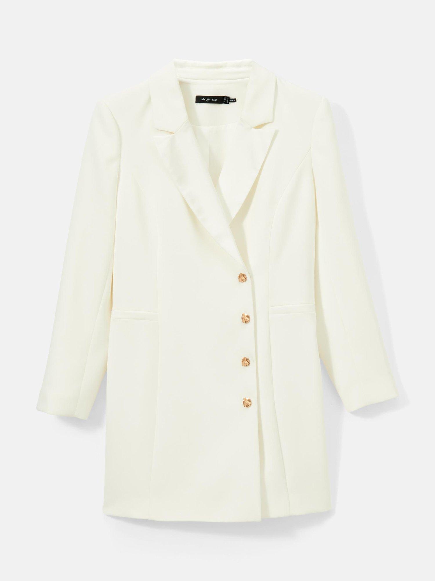Product image 7 of 8, which shows Mint Velvet Long Sleeve Blazer Mini Dress, White Ivory, 6