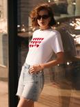 Mint Velvet White Heart Graphic Cotton T-Shirt