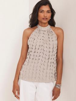 Mint Velvet Disc Halterneck Top, Taupe