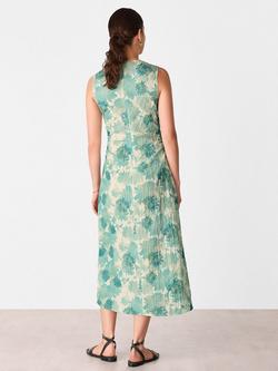 Whistles Floral Textured Sleeveless Dress, Blue/Multi - view 2, Blue/Multi