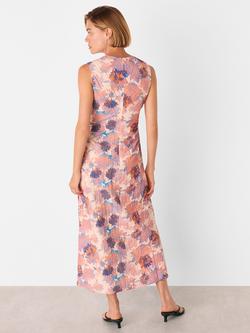 Whistles Textured Floral Midi Dress, Pink/Multi - view 2, Pink/Multi