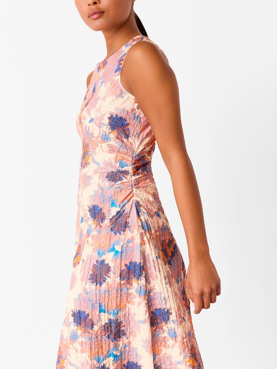 Product image 3 of 5, which shows Whistles Petite Floral Textured Midi Dress, Pink/Multi, 6