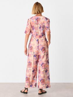 Whistles Floral Button Front Jumpsuit, Pink/Multi - view 2, Pink/Multi