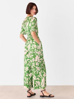 Whistles Floral Tie Waist Jumpsuit, Green/Multi - view 2, Green/Multi