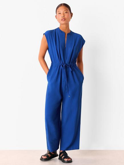 Whistles Petite Sleeveless Drawstring Jumpsuit, Cobalt Blue, Cobalt Blue