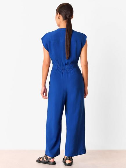 Whistles Petite Sleeveless Drawstring Jumpsuit, Cobalt Blue - view 2, Cobalt Blue