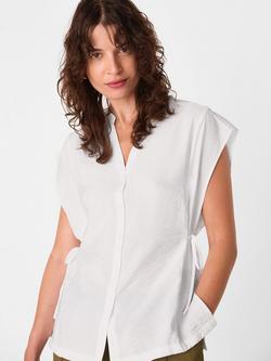 Whistles Tie Side V-Neck Shirt, White, White