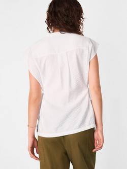 Whistles Tie Side V-Neck Shirt, White - view 2, White