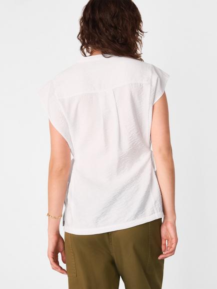 Whistles Tie Side V-Neck Shirt, White - view 2, White
