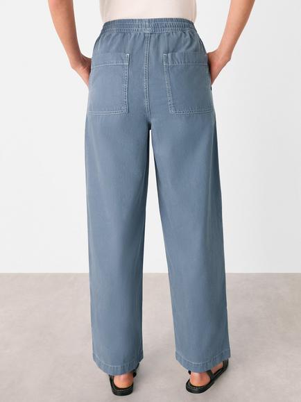 Whistles Contrast Stitch Trousers, Blue - view 2, Blue