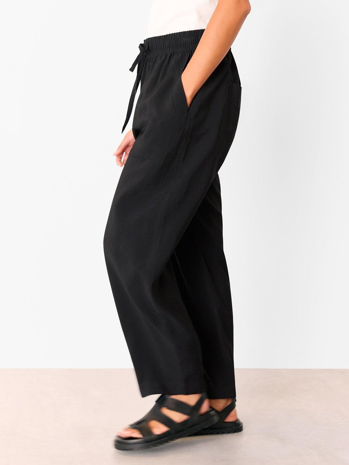 Product image 3 of 5, which shows Whistles Petite Tie Waist Trousers, Black, 6