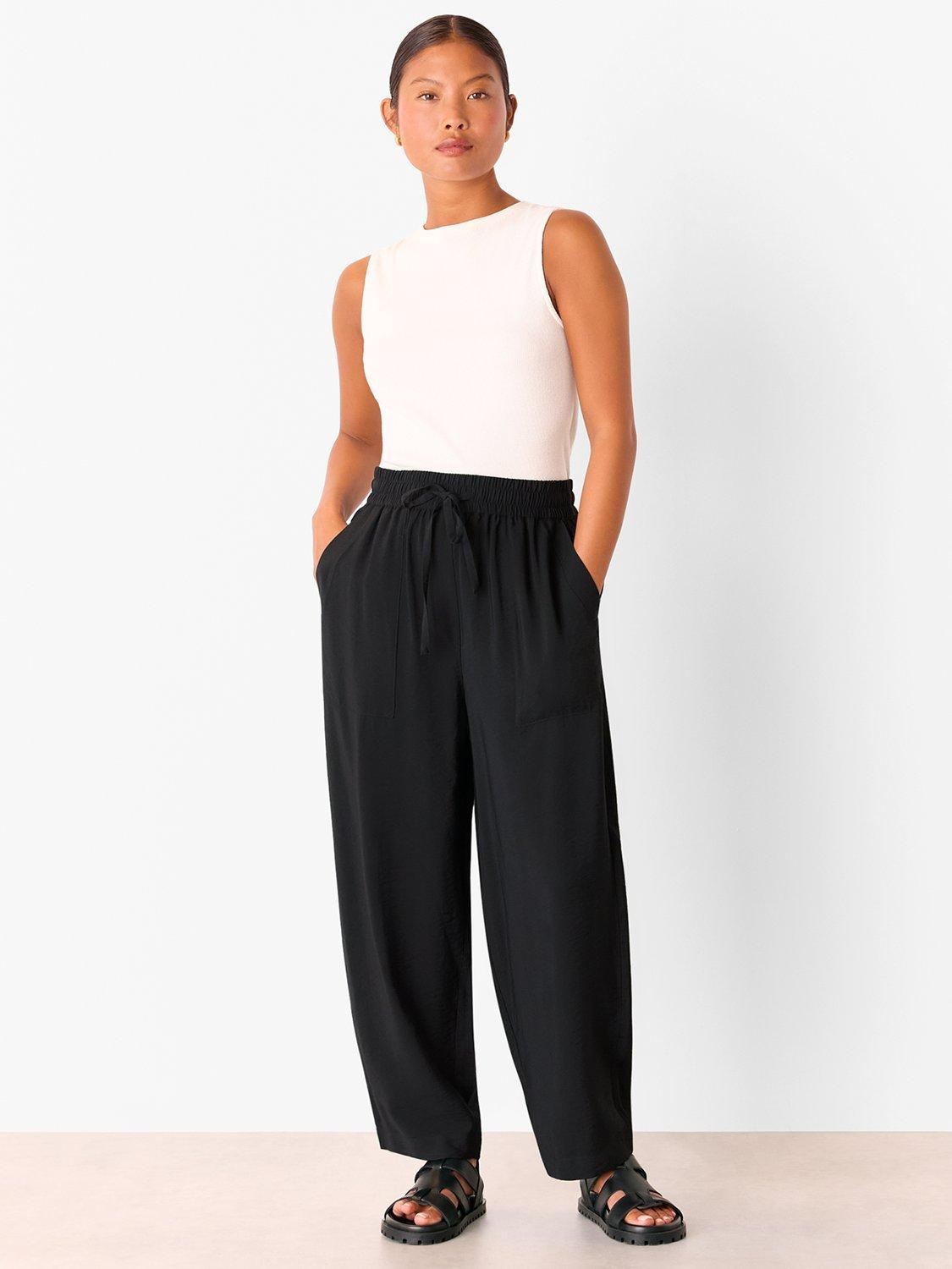 Product image 4 of 5, which shows Whistles Petite Tie Waist Trousers, Black, 6