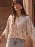 Mint Velvet Metallic Embellished Sequin Jacket, Silver