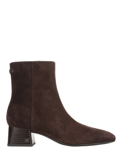Sam Edelman Paige Leather Block Heel Ankle Boots, Dark Brown