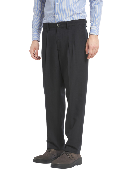 Barena Drapier-Risca Wool Trousers - view 2, 170 Navy