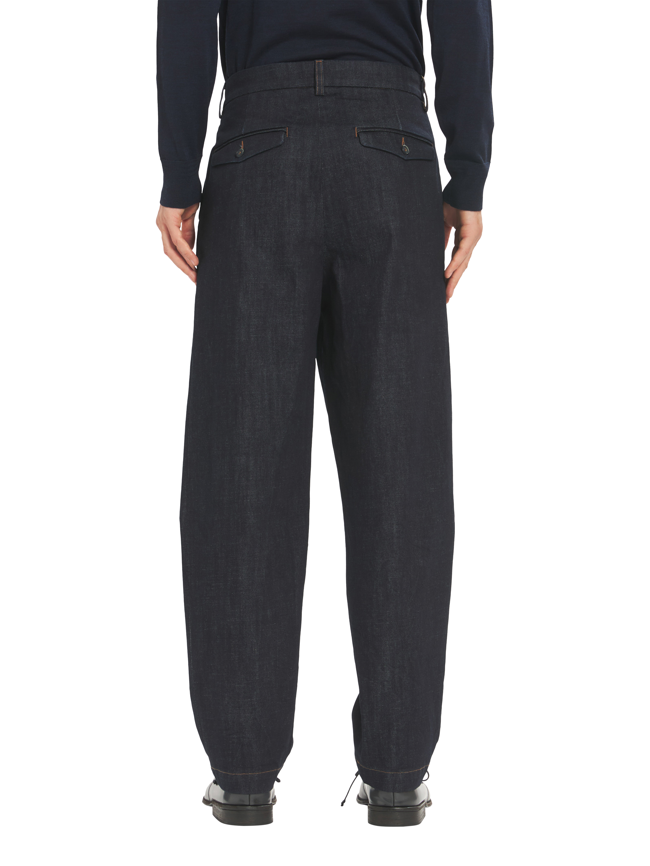 Product image 3 of 4, which shows Barena Canasta Paro Cotton Blend Trousers, 170 Navy, 28R