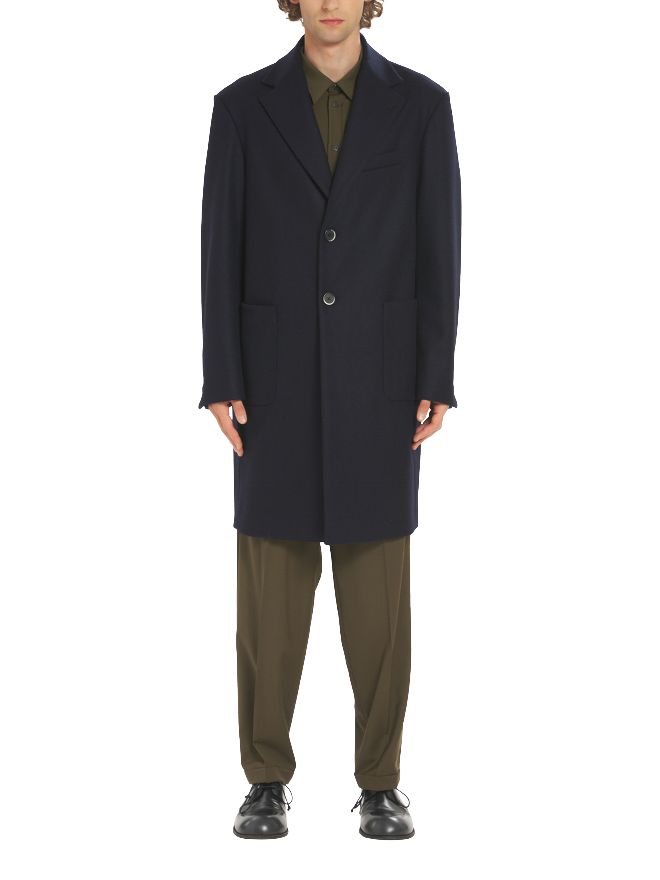 Product image 1 of 5, which shows Barena Capospalla Baron Wool Blend Coat, Navy, 54R