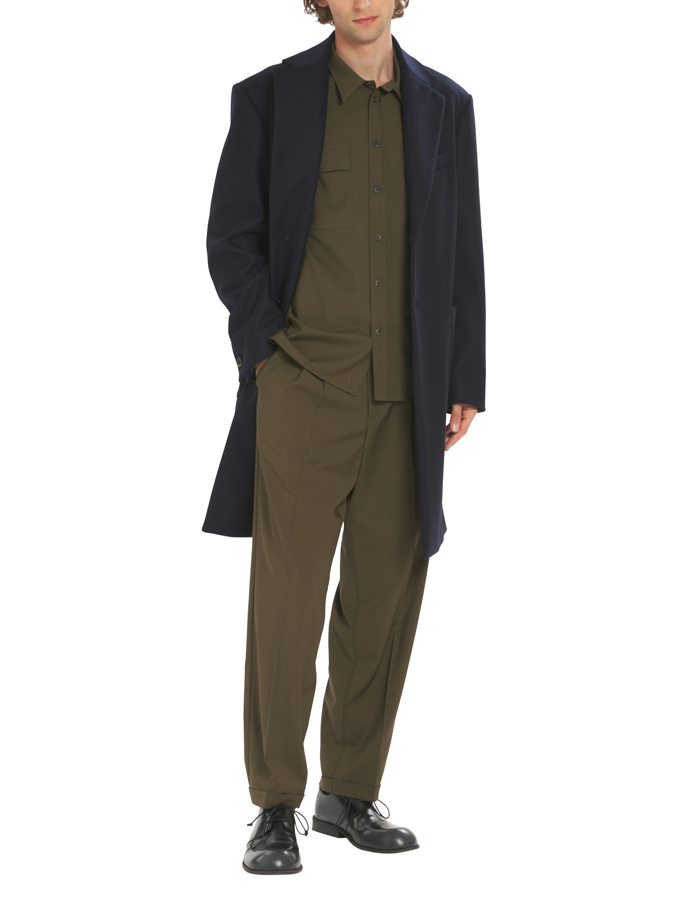 Product image 5 of 5, which shows Barena Capospalla Baron Wool Blend Coat, Navy, 54R