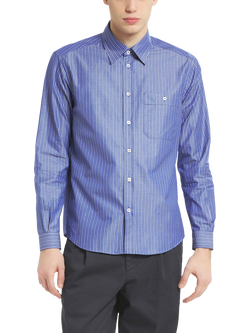 Barena Fazio Rigola Stripe Cotton Shirt, Navy, Navy