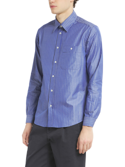 Barena Fazio Rigola Stripe Cotton Shirt, Navy - view 2, Navy
