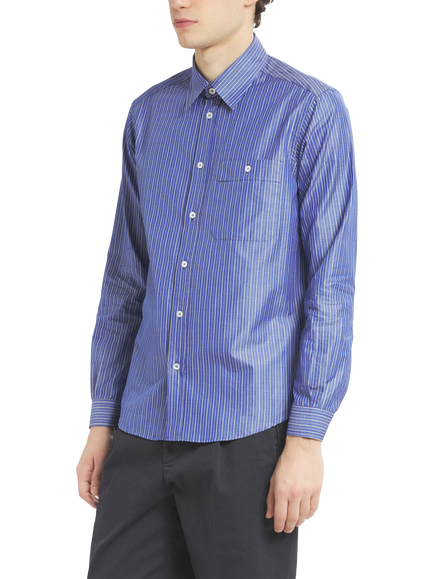 Barena Fazio Rigola Stripe Cotton Shirt, Cielo - view 2, Cielo
