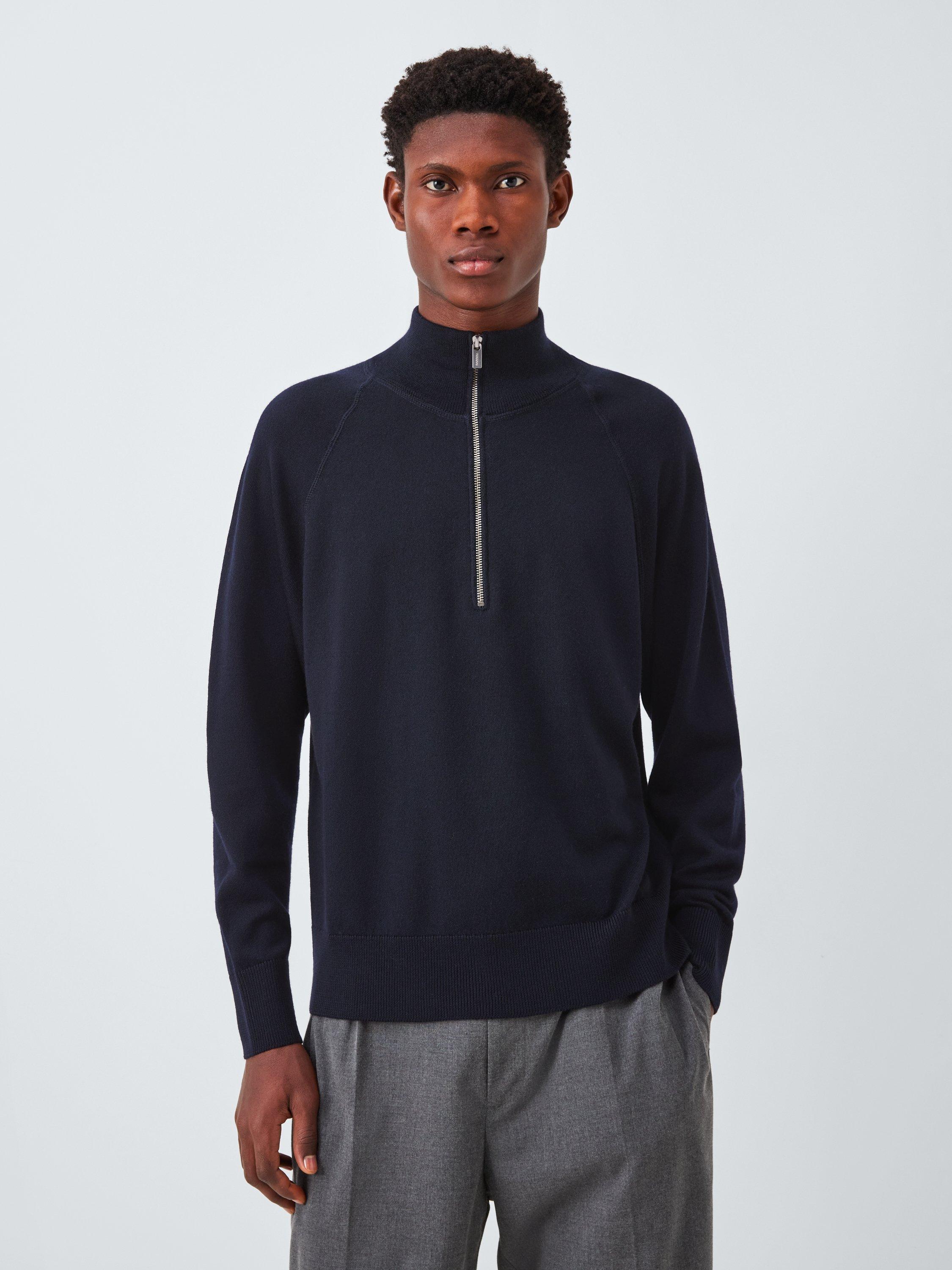 Product image 1 of 6, which shows Barena Molo Basili Half Zip Merino Wool Jumper, 170 Navy, S