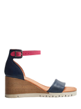 Moda in Pelle Karia Leather Wedge Heel Sandals, Navy/Multi