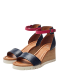 Moda in Pelle Karia Leather Wedge Heel Sandals, Navy/Multi