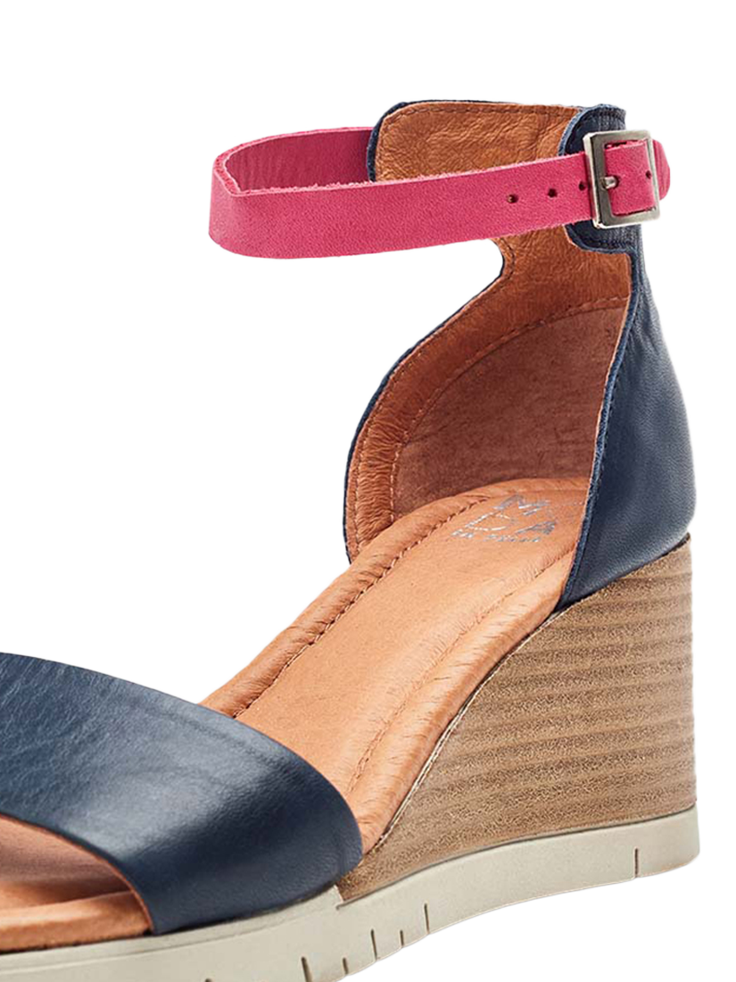 Product image 4 of 4, which shows Moda in Pelle Karia Leather Wedge Heel Sandals, Navy/Multi, 3