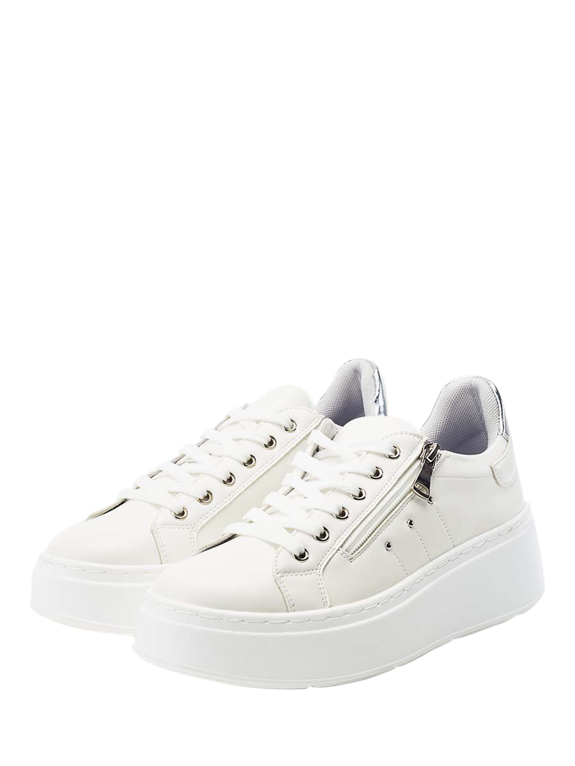 Product image 2 of 4, which shows Moda in Pelle Beni Chunky Lace Up Trainers, White, 5