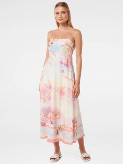 Forever New Joanne Linen Blend Midi Dress, Pink/Multi, Pink/Multi