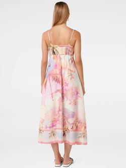 Forever New Joanne Linen Blend Midi Dress, Pink/Multi - view 2, Pink/Multi