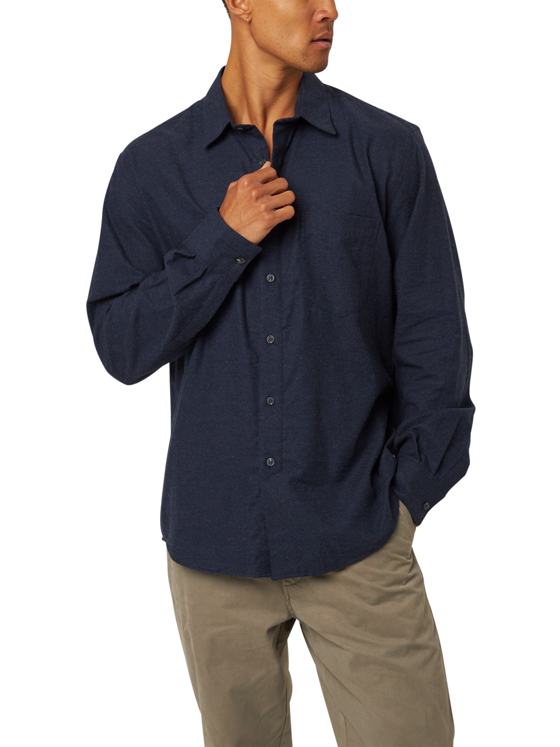 Product image 1 of 6, which shows Peregrine Plain Cotton Shirt, Navy, S
