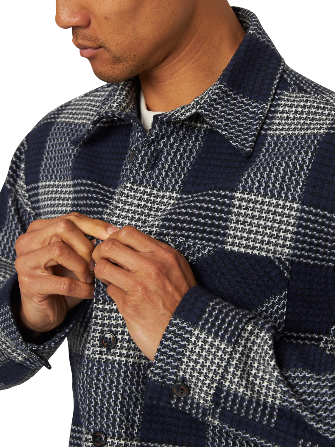 Product image 4 of 6, which shows Peregrine Blunt Check Cotton Overshirt, William Check, L