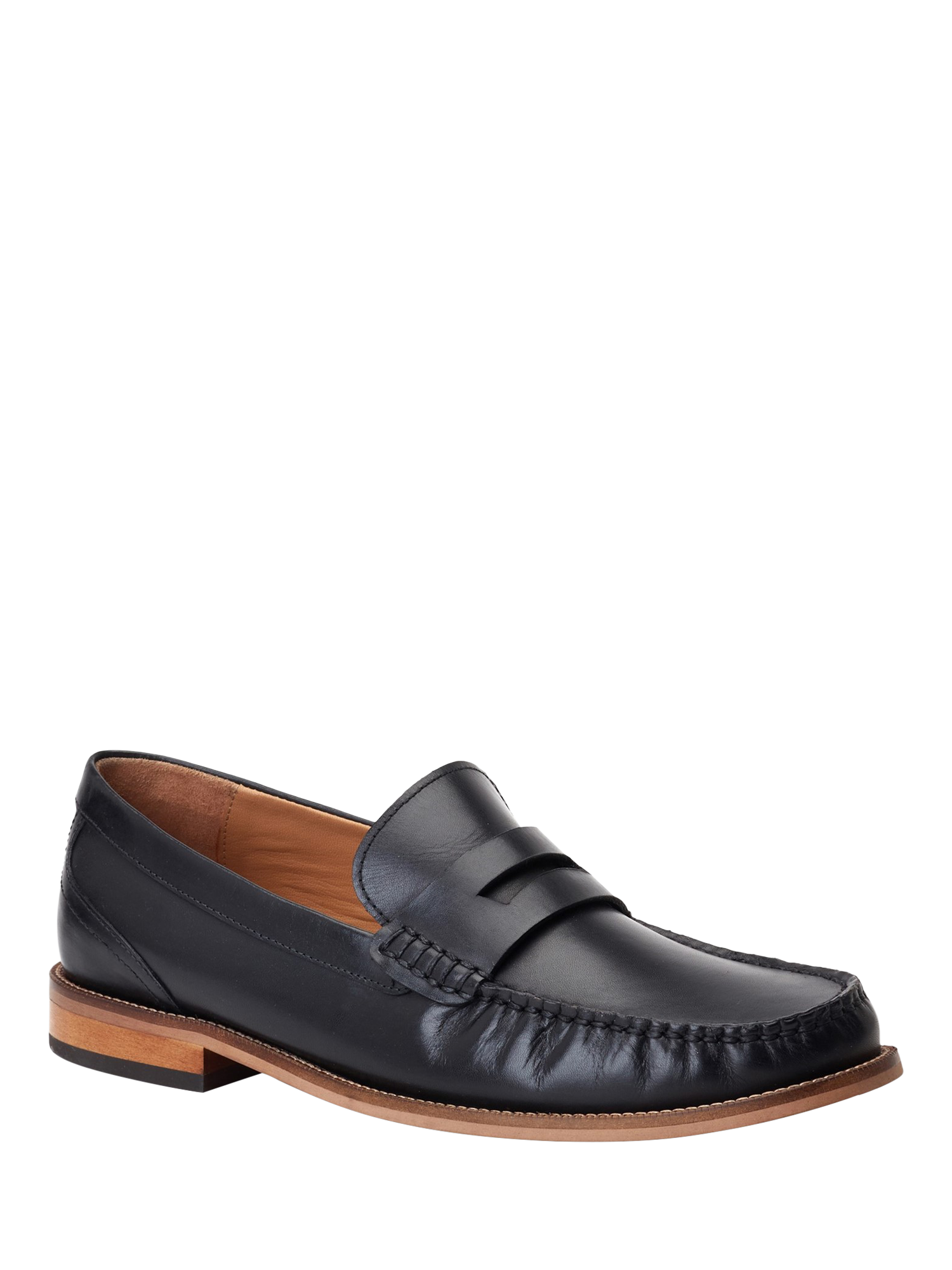 Product image 2 of 5, which shows Base London Garfield Leather Penny Loafers, Black, 7