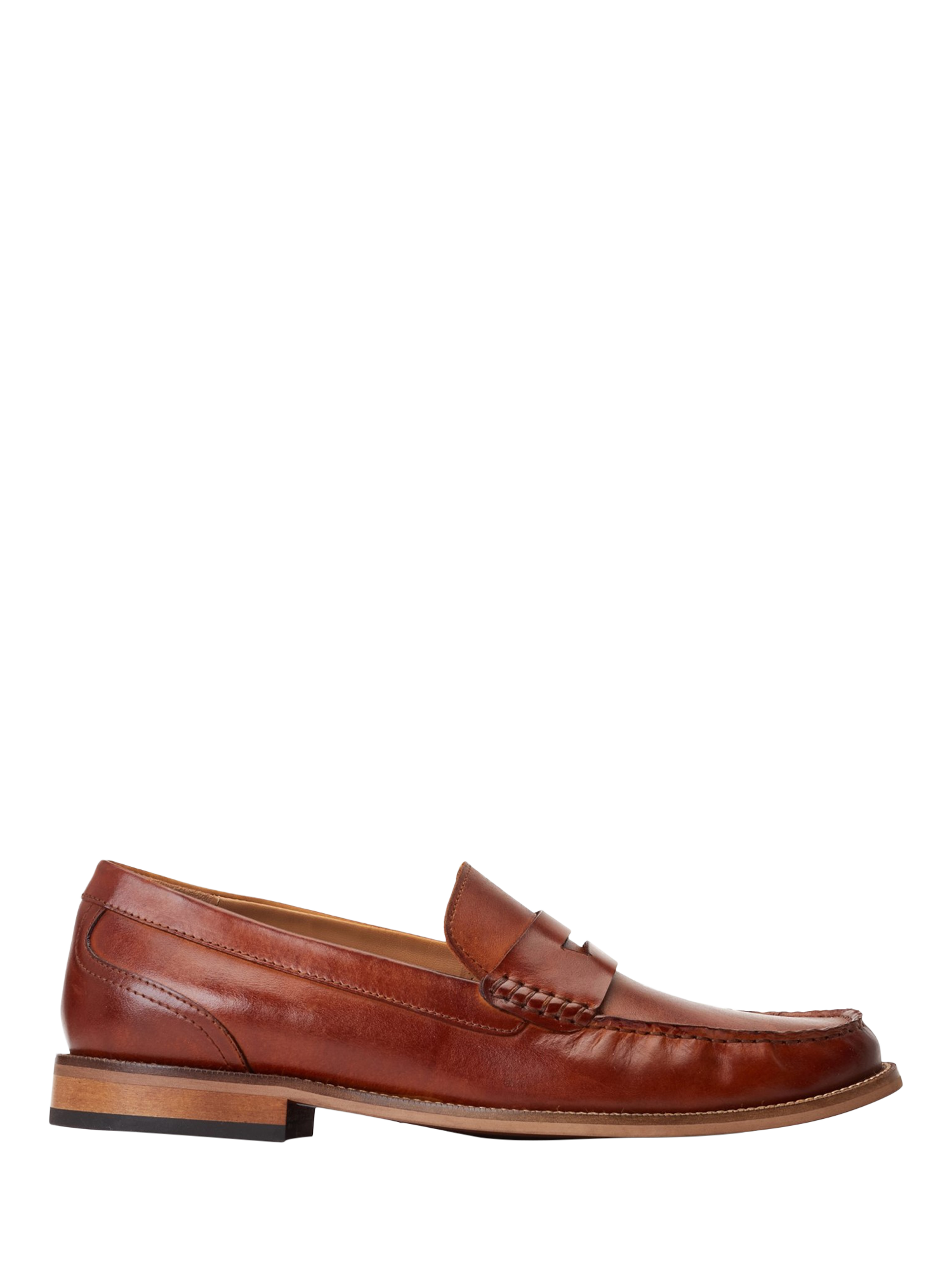 Product image 1 of 5, which shows Base London Garfield Leather Penny Loafers, Tan, 7