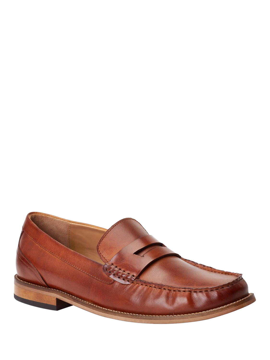 Product image 2 of 5, which shows Base London Garfield Leather Penny Loafers, Tan, 7