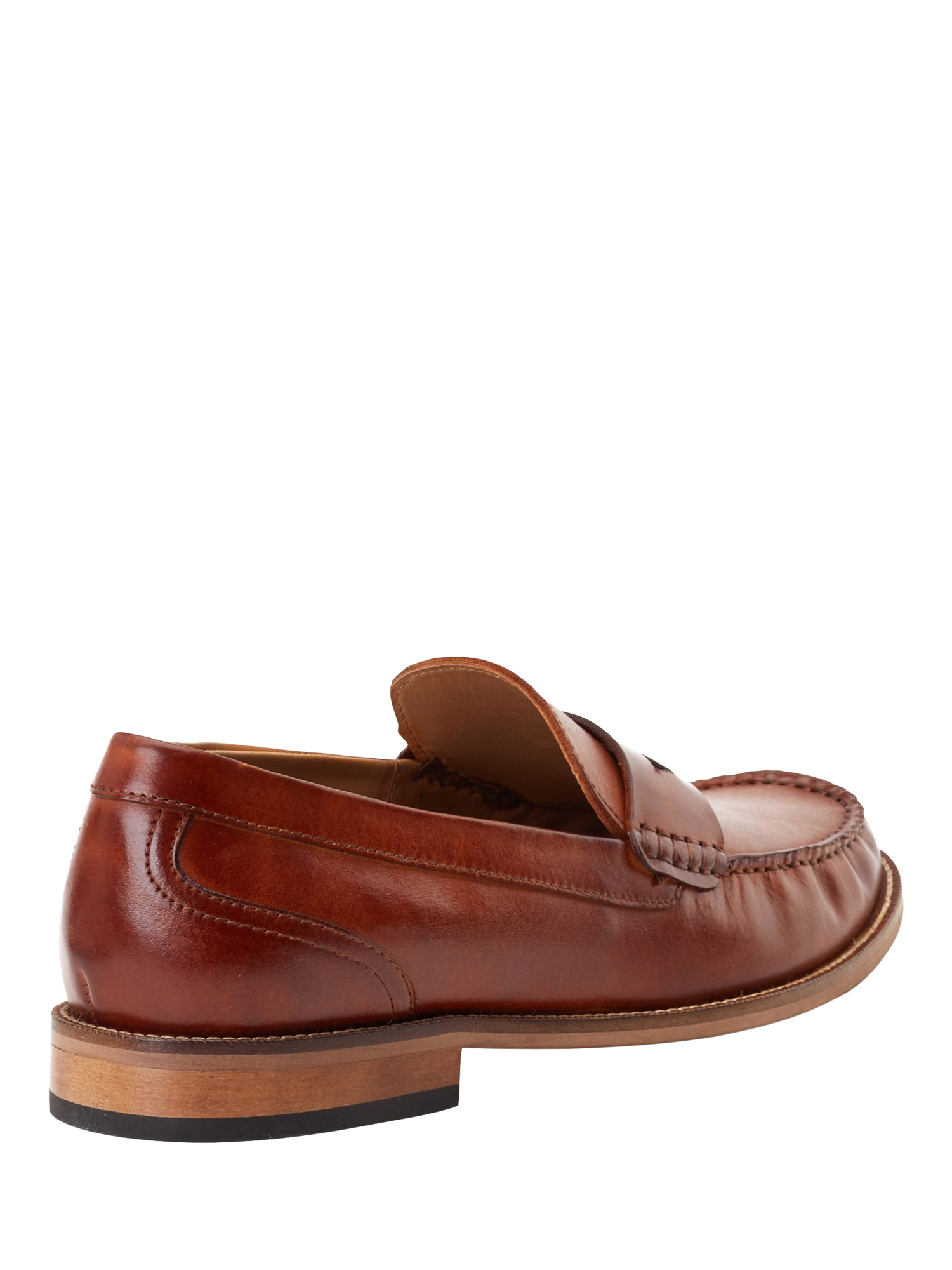 Product image 3 of 5, which shows Base London Garfield Leather Penny Loafers, Tan, 7